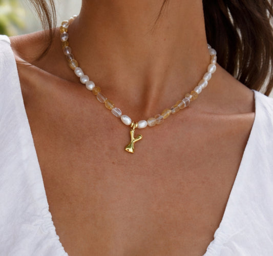 Golden Hour initial necklace