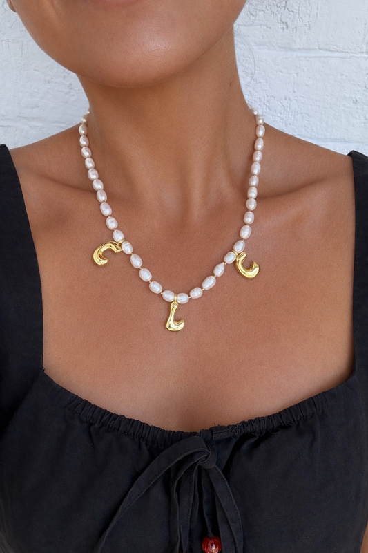 Freshwater pearl initial necklace